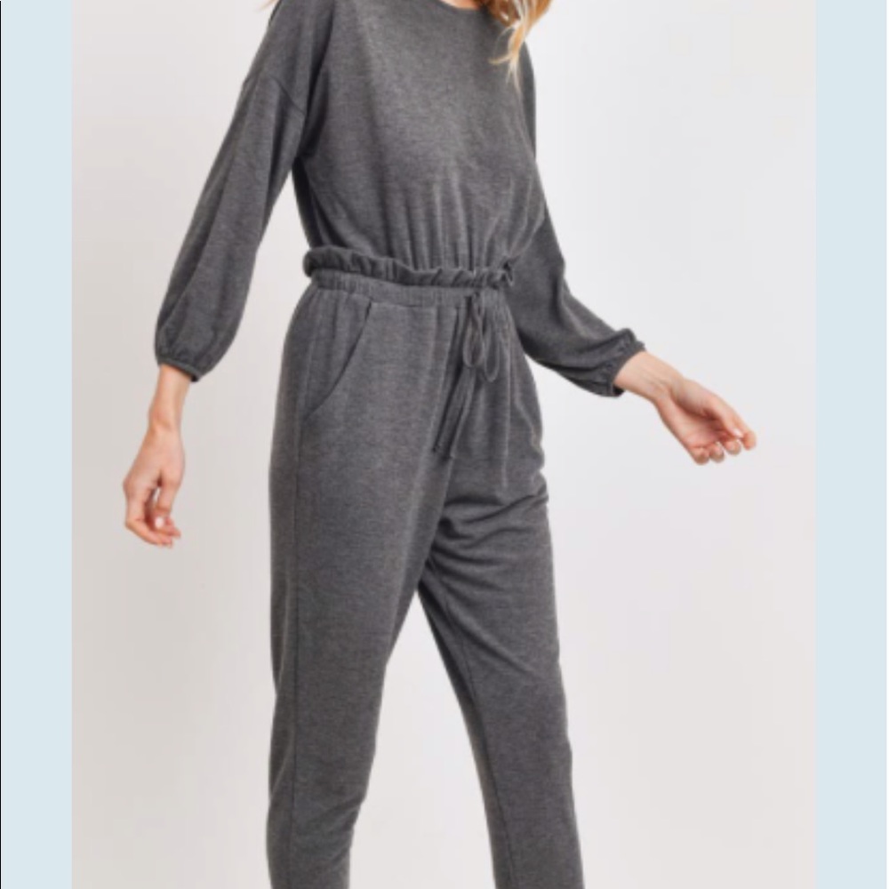 Very Cozy Jumpsuit w/Ruffle Waist & Pockets